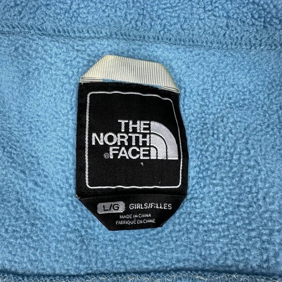 The North Face Girl's Blue‎ Gray Vintage Denali Polartec Full Zip Jacket L/C41 - Picture 11 of 16